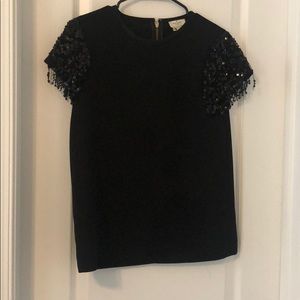 Black Fringe Sleeve Top